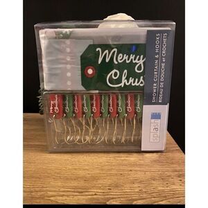 Splash Deck The Halls Merry Christmas shower curtain With Hooks